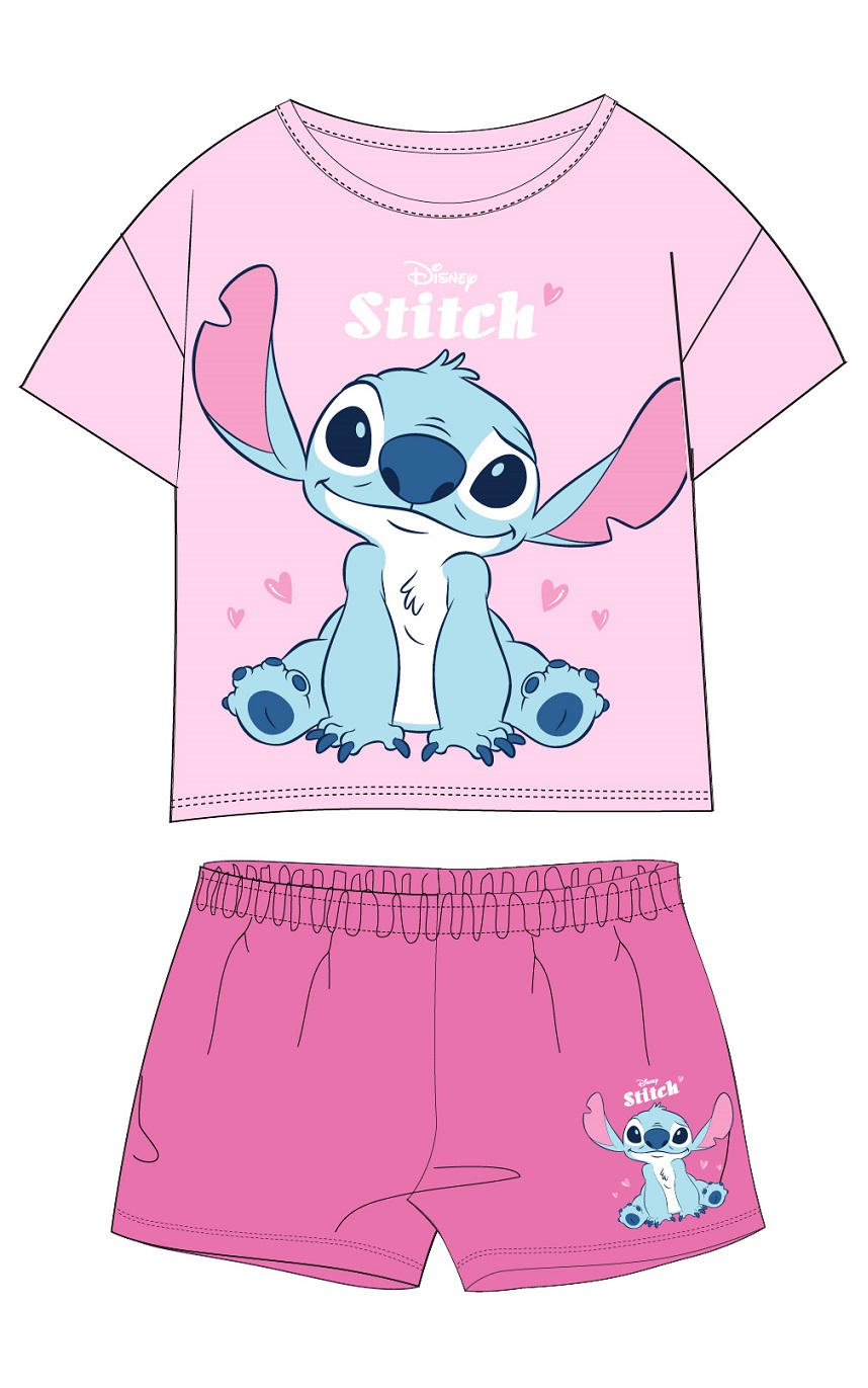 Dívčí pyžamo Lilo & Stitch Hearts - růžové - BALENÍ 6 KS