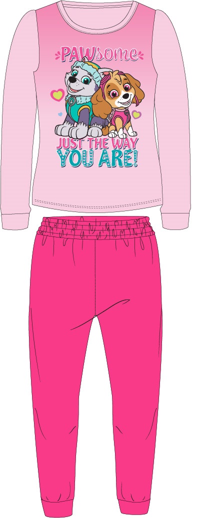 Zimní dívčí flísové pyžamo Tlapková Patrola - růžové