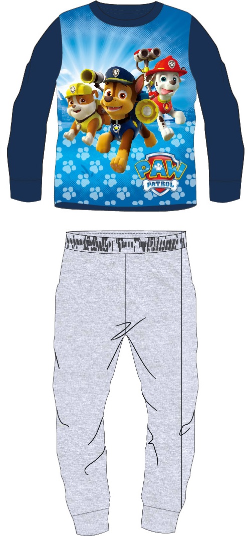 Zimní chlapecké flísové pyžamo Tlapková Patrola - šedé