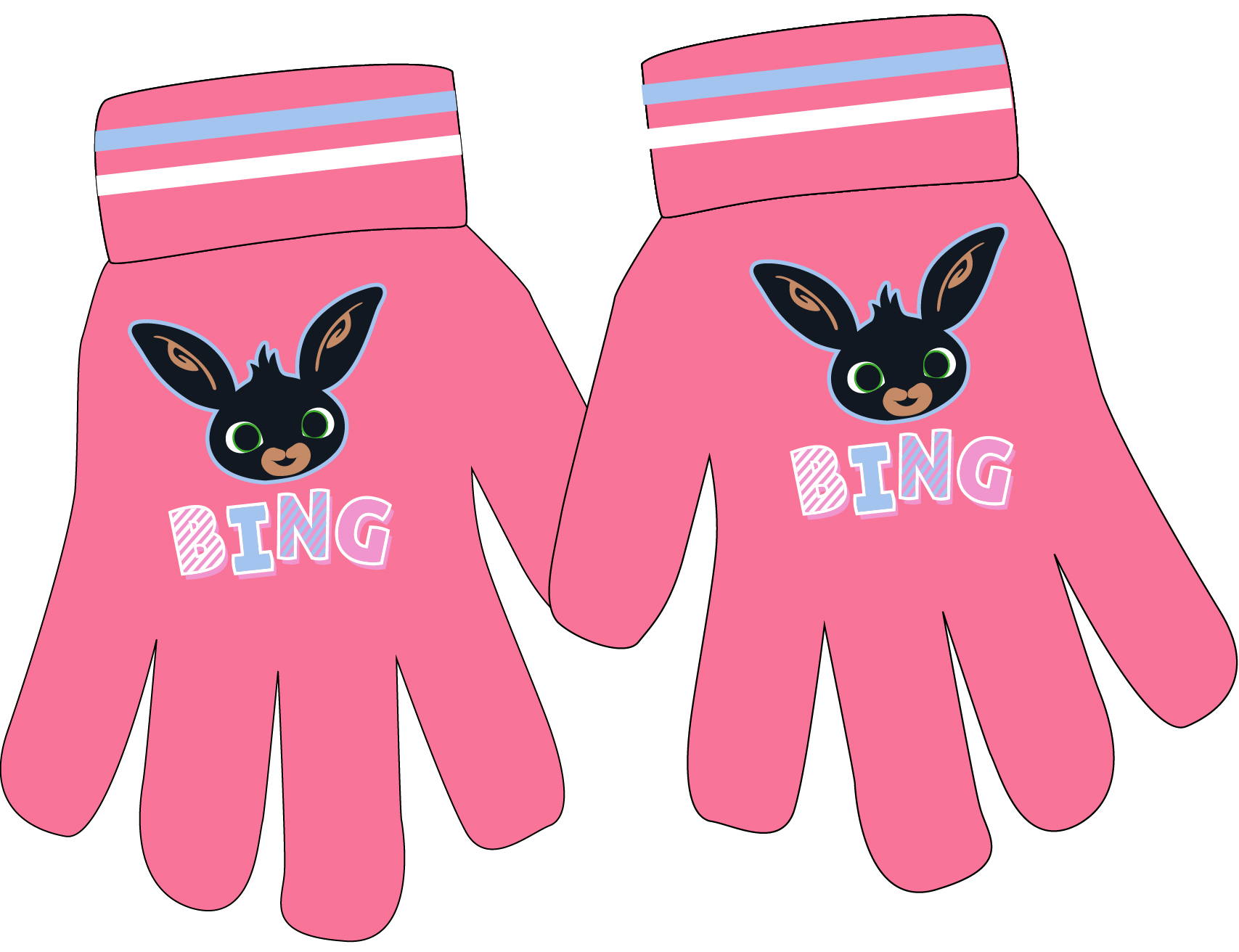 Růžové úpletové rukavice Zajíček Bing