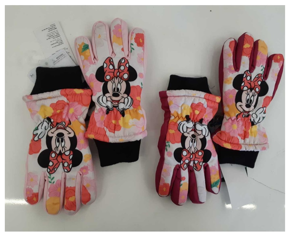 Zimní prstové rukavice Minnie - tmavě růžové