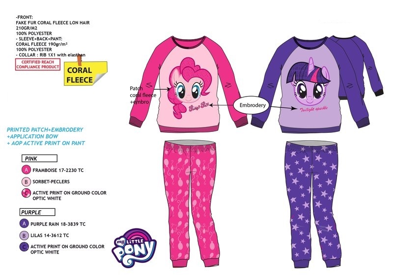 Zimní chlupatkové pyžamo My Little Pony - fialové