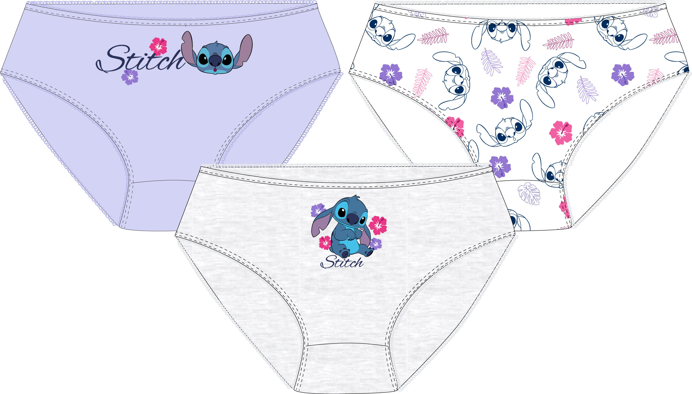 Kalhotky Lilo & Stitch Lila - 3-pack