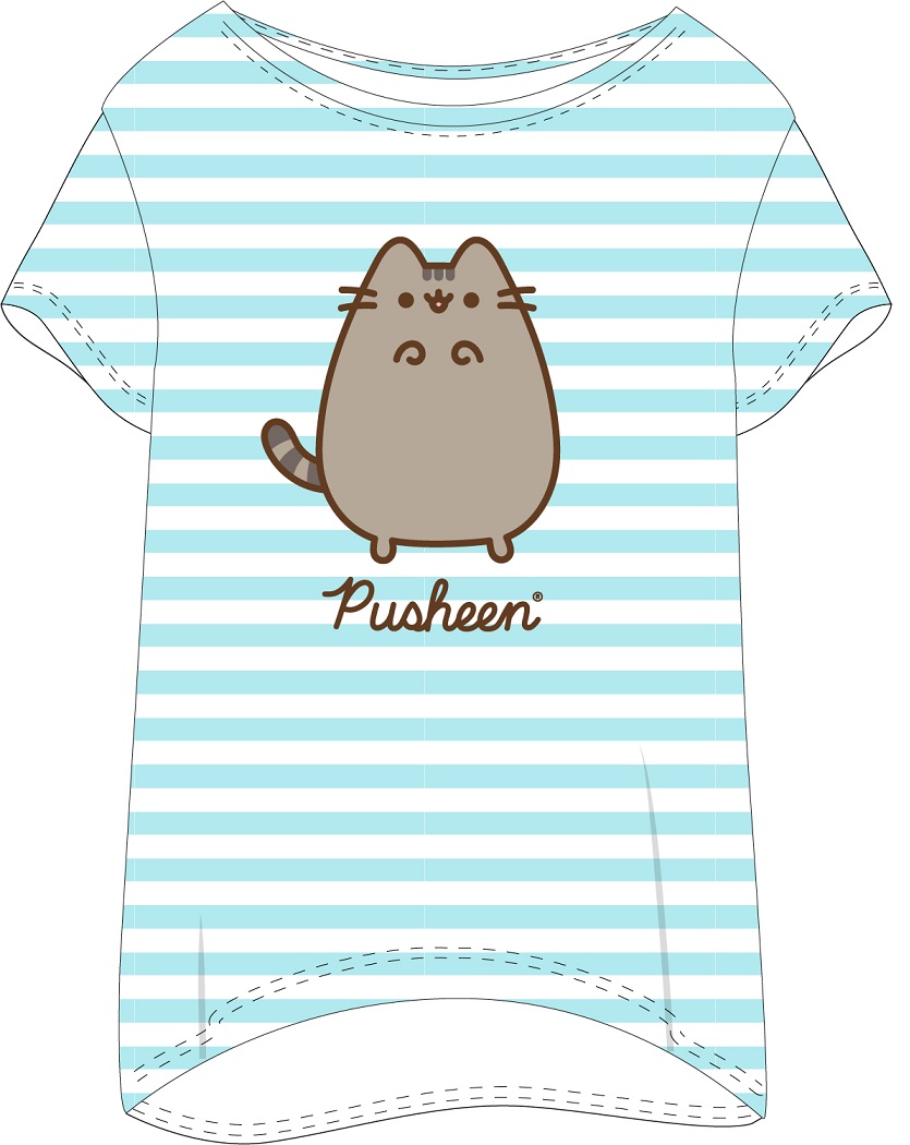 Dámské tričko na spaní Pusheen - modrý proužek