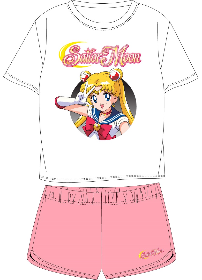 Dívčí pyžamo Sailor Moon - bílo-růžové