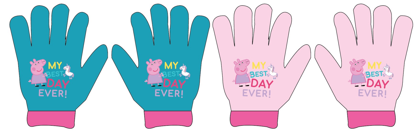 Úpletové rukavice Peppa Pig - růžové nebo tyrkysové