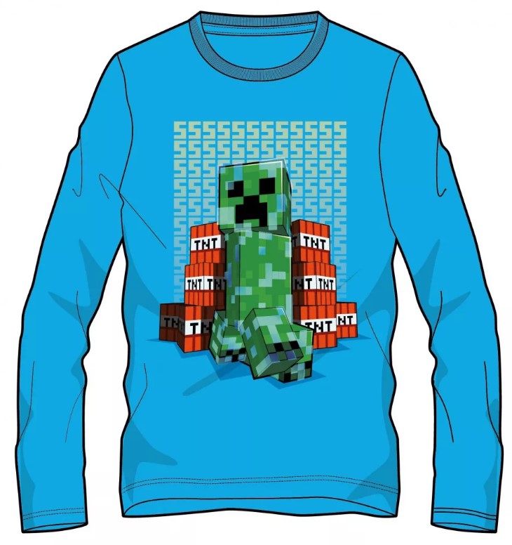 Tyrkysové tričko Minecraft s dlouhým rukávem