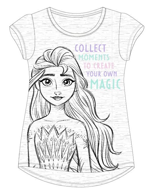 Šedé tričko s krátkým rukávem Frozen - Elsa