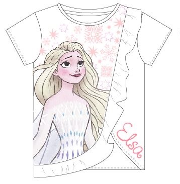 Bílé tričko Frozen Elsa s volánkem - BALENÍ 6 KS