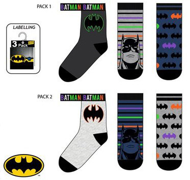 Ponožky Batman - BALENÍ 6 TROJPÁRŮ