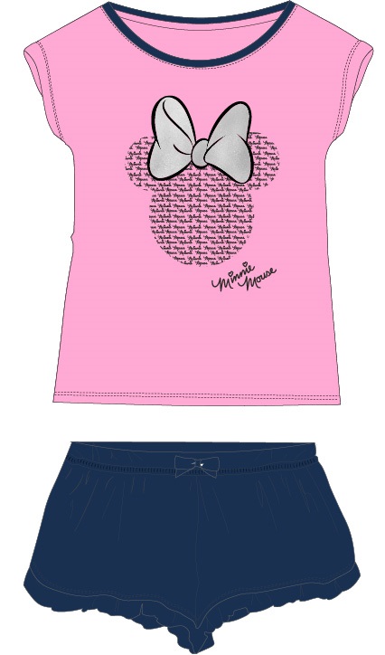 Letní pyžamo Minnie Bow Junior - růžovo-modré