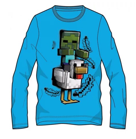 Tyrkysové tričko s dlouhým rukávem Minecraft