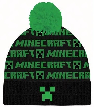 Zimní čepice se zeleným kulichem Minecraft Print
