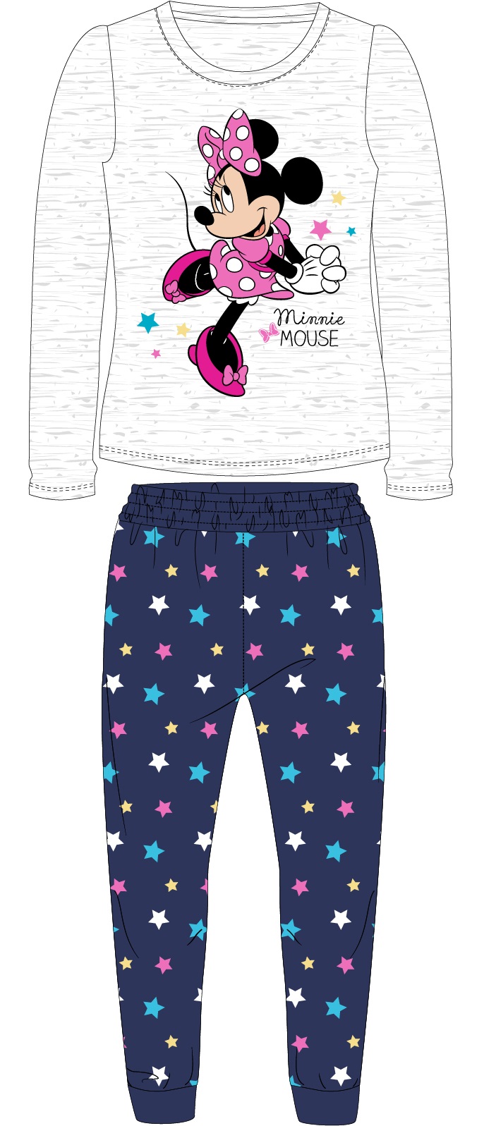 Pyžamo Minnie Stars - šedé tričko