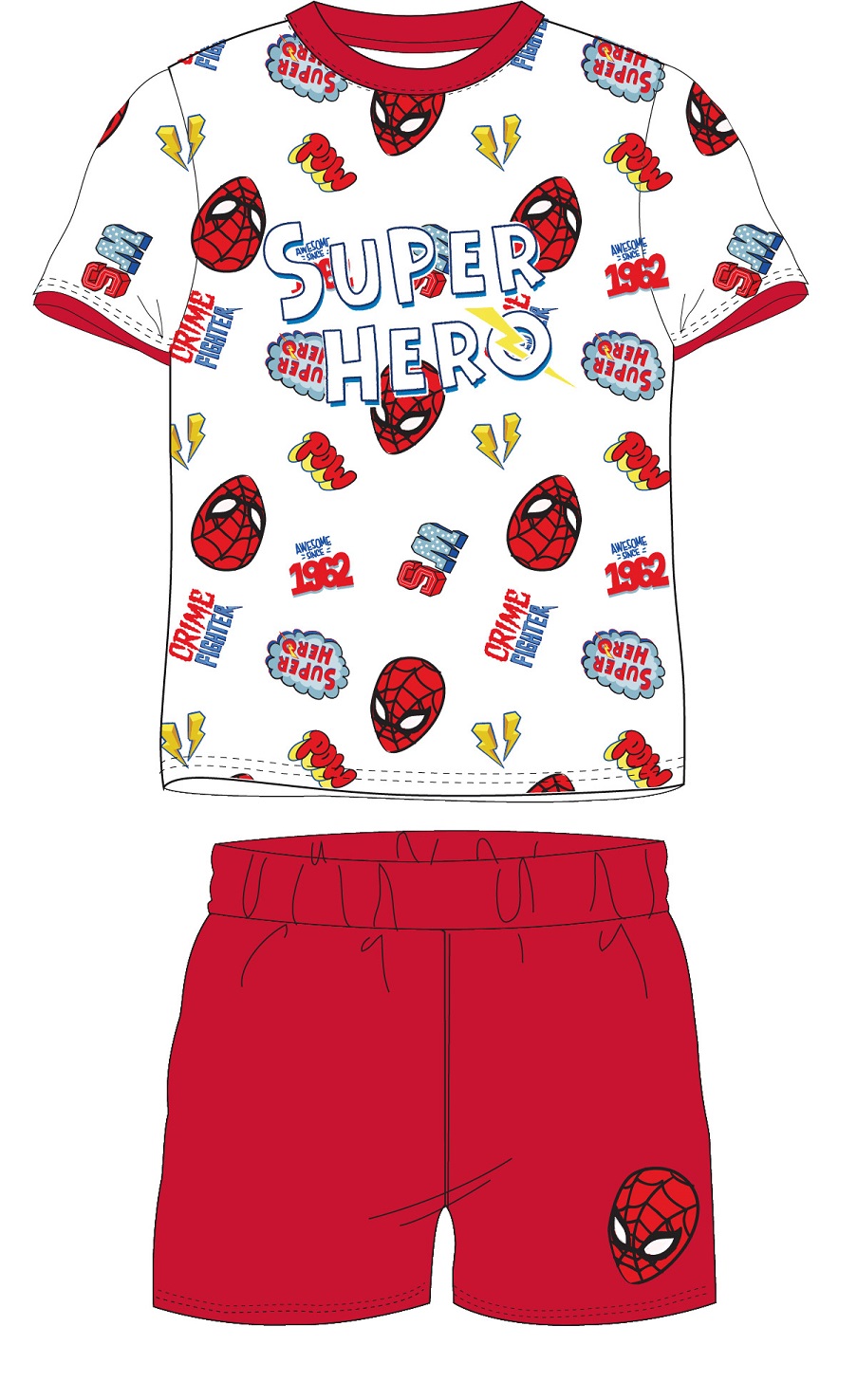 Krátké pyžamo Spiderman Super Hero - červené