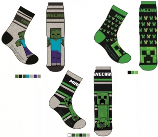 Ponožky Minecraft - 3 páry - BALENÍ 10 TROJPÁRŮ