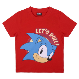 Červené tričko Sonic Let´s Roll 