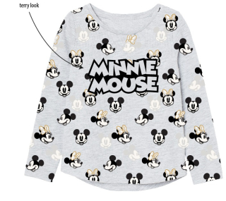 Šedé tričko s dlouhým rukávem Minnie & Mickey