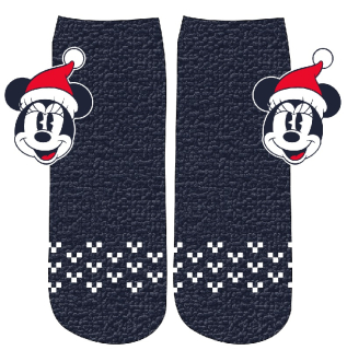 Modré ponožky s vánočním motivem Minnie