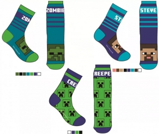 Ponožky Minecraft Name - 3 páry