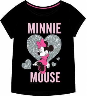Černé tričko Minnie Mouse Silver Heart