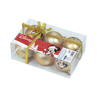 Vánoční baňky Mickey Mouse 8 cm (6 ks v balení) - zlaté