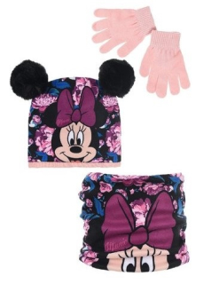 Set čepice, rukavice a nákrčník Minnie - růžová
