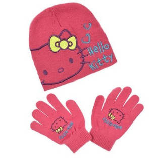 Čepice a rukavice Hello Kitty - růžová