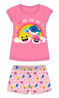 Krátké dívčí pyžamo Baby Shark - tmavě růžové