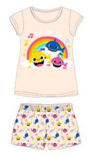 Krátké dívčí pyžamo Baby Shark - světle růžové
