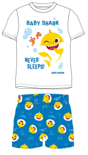 Krátké chlapecké pyžamo Baby Shark - bílo-modré