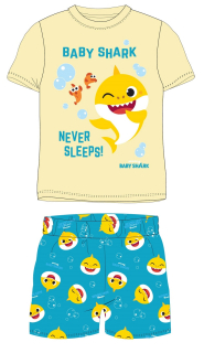 Krátké chlapecké pyžamo Baby Shark - žluto-tyrkysové